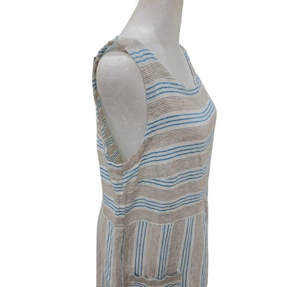 J. Jill Love Linen Linen Dress Women's Size MT Sleeveless Striped Sheath Pockets - Picture 11 of 13
